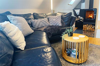 Wohn- und Esszimmer mit Kaminofen